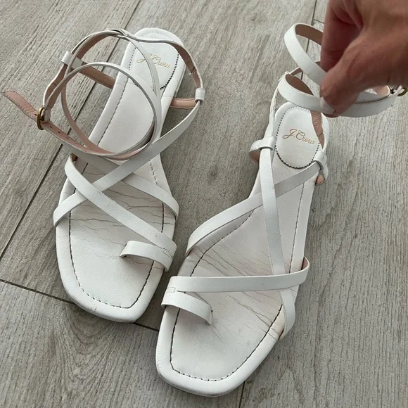 Flat white leather JCrew sandals - Picture 2 of 3